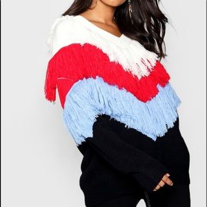 Chevron Fringe Knit Jumper